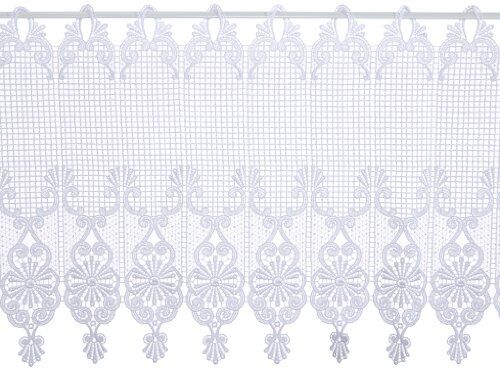 Plauener Spitze by Modespitze 68504_45, Tendine in Pizzo, 100% Poliestere, Altezza 45 cm, Bianco, Larghezza 96 cm