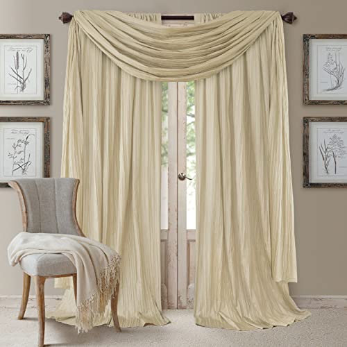 Elrene Home Fashions Atena Set Tenda e mantovana, Poliestere Tessuto, Avorio, 52"x108" (2 Panels) & 1 Valance