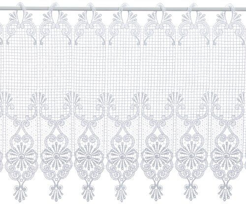 Plauener Spitze by Modespitze 68504_45, Tendine in Pizzo, 100% Poliestere, Altezza 45 cm, Bianco, Larghezza: 176 cm