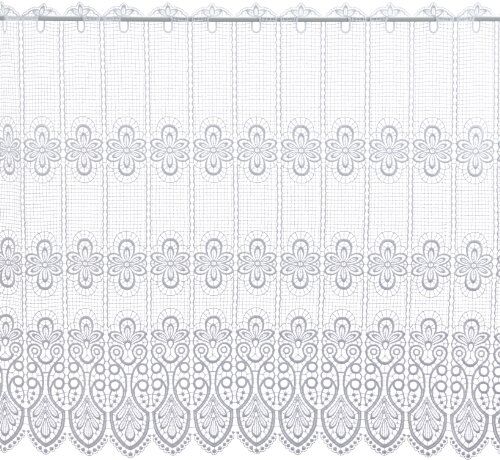 Plauener Spitze by Modespitze 68450_83, Tendine in Pizzo, 100% Poliestere, Altezza 83 cm, Bianco, Larghezza: 176 cm