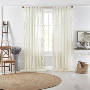 Elrene Tenda a pannello trasparente con passanti per soggiorno, sala da pranzo, camera da letto, cotone, avorio, 132 x 213 cm (larghezza x lunghezza), confezione da 1 Elrene Tenda a pannello trasparente con passanti per soggiorno, sala da pranzo, camera da letto, cotone, avorio, 132 x 213 cm (larghezza x lunghezza), confezione da 1