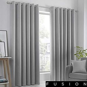 Fusion Strata Coppia di Tende con Occhiello Oscurante 168cm Larghezza x 229cm Lunghezza, Argento Fusion Strata Coppia di Tende con Occhiello Oscurante 168cm Larghezza x 229cm Lunghezza, Argento