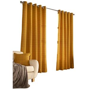 furn. Furn Ellis Coppia di Tende con Occhielli, Motivo a Quadri, Poliestere, Ochre, 229 x 137cm (90" x 54" Inches) furn. Furn Ellis Coppia di Tende con Occhielli, Motivo a Quadri, Poliestere, Ochre, 229 x 137cm (90" x 54" Inches)