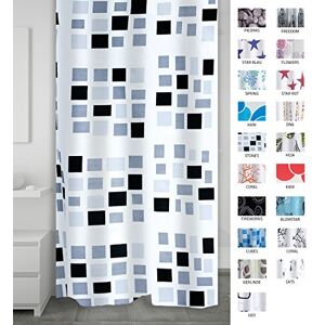 RIDDER Aquamod Stones Tenda da Doccia in Tessuto, 180 x 200 cm, Colore: Nero/Grigio RIDDER Aquamod Stones Tenda da Doccia in Tessuto, 180 x 200 cm, Colore: Nero/Grigio