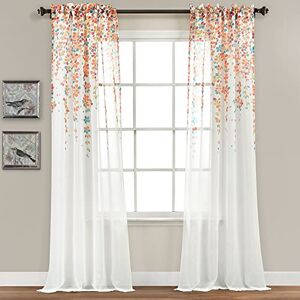 Lush Decor Coppia di tende da finestra, motivo floreale, 213,4 cm di lunghezza x 96,5 cm di larghezza, turchese e mandarino Lush Decor Coppia di tende da finestra, motivo floreale, 213,4 cm di lunghezza x 96,5 cm di larghezza, turchese e mandarino