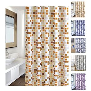 MSV Tenda da Doccia in Poliestere MOSAIKO 180x200 cm qualità Premium Beige Anelli Inclusi MSV Tenda da Doccia in Poliestere MOSAIKO 180x200 cm qualità Premium Beige Anelli Inclusi