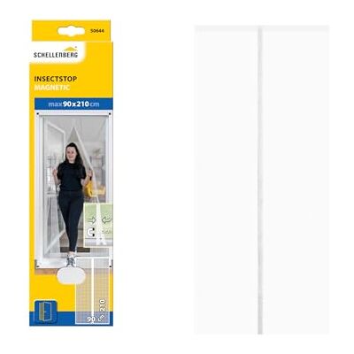 Schellenberg Tenda magnetica per la protezione dagli insetti, 90 x 210 cm, bianca, incl. nastro in velcro, con lamelle in poliestere, per portefinestre e porte da terrazzo, personalizzabile, Schellenberg Tenda magnetica per la protezione dagli insetti, 90 x 210 cm, bianca, incl. nastro in velcro, con lamelle in poliestere, per portefinestre e porte da terrazzo, personalizzabile,