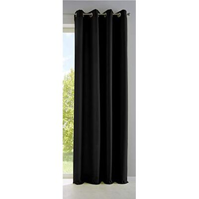 Gardinenbox Palermo 10000265 Tenda opaca, traslucida con occhielli e fermatenda, tenda decorativa, 225 x 140 cm (altezza x larghezza), colore nero Gardinenbox Palermo 10000265 Tenda opaca, traslucida con occhielli e fermatenda, tenda decorativa, 225 x 140 cm (altezza x larghezza), colore nero