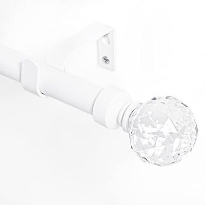 NICETOWN Adjustable Metal Curtain Rod 1 inches Diameter Faceted Ball Finials Design Decorative Drapery Rod for Kitchen French Door Closet Cupboard Cafe Loft RV Curtains, 28-48" Length, Matte White NICETOWN Adjustable Metal Curtain Rod 1 inches Diameter Faceted Ball Finials Design Decorative Drapery Rod for Kitchen French Door Closet Cupboard Cafe Loft RV Curtains, 28-48" Length, Matte White