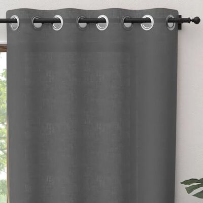 Soleil d'ocre , Tenda con occhielli puro Cotone 135x300 cm Panama grigio Soleil d'ocre , Tenda con occhielli puro Cotone 135x300 cm Panama grigio