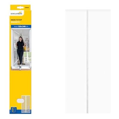 Schellenberg Tenda magnetica per la protezione dagli insetti, 120 x 240 cm, bianca, incl. nastro in velcro, con lamelle in poliestere, per portefinestre e porte da terrazzo, personalizzabile, Schellenberg Tenda magnetica per la protezione dagli insetti, 120 x 240 cm, bianca, incl. nastro in velcro, con lamelle in poliestere, per portefinestre e porte da terrazzo, personalizzabile,