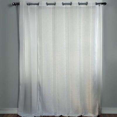 HomeMaison Tenda fantasia con 3 armature Poliestere Righe verticalmente Occhielli tondi argento Ø 4 cm pronta da applicare Finestra 140 x 260 cm Bianco HomeMaison Tenda fantasia con 3 armature Poliestere Righe verticalmente Occhielli tondi argento Ø 4 cm pronta da applicare Finestra 140 x 260 cm Bianco