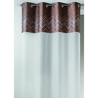 HomeMaison Tenda in Jacquard con Parte Superiore Chevron, Poliestere, Marrone, 140 x 240 cm HomeMaison Tenda in Jacquard con Parte Superiore Chevron, Poliestere, Marrone, 140 x 240 cm