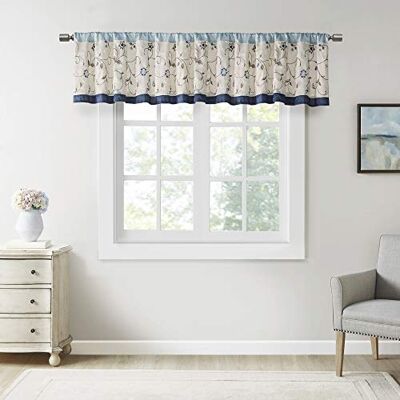 Madison Park Serene Ricamato Finestra mantovana Navy 127 x 45,7 cm Madison Park Serene Ricamato Finestra mantovana Navy 127 x 45,7 cm