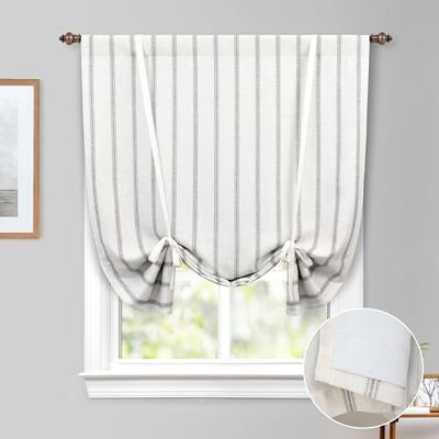 DriftAway Tenda oscurante in misto lino per cucina, con stampa a righe verticali, tende in lino per camera da letto, tasca regolabile per asta per palloncini, 114 x 160 cm, grigio DriftAway Tenda oscurante in misto lino per cucina, con stampa a righe verticali, tende in lino per camera da letto, tasca regolabile per asta per palloncini, 114 x 160 cm, grigio