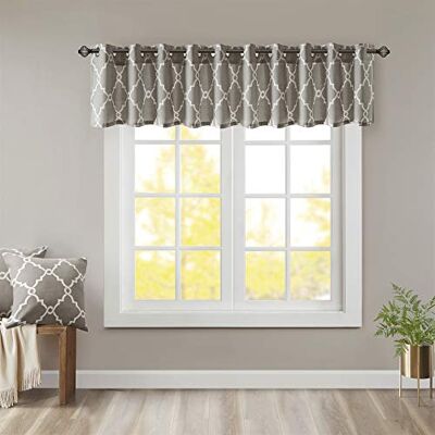 Madison Park Tenda per finestra con stampa a traforo e filtro della luce, 1 pannello con occhielli superiori/mantovana per soggiorno, camera da letto e dormitorio, misto poliestere, grigio, 127 x 45,7 Madison Park Tenda per finestra con stampa a traforo e filtro della luce, 1 pannello con occhielli superiori/mantovana per soggiorno, camera da letto e dormitorio, misto poliestere, grigio, 127 x 45,7