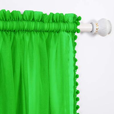 Elegant Comfort Tende semi-velate con pompon Set di 2 pannelli, con tasca per asta da 5,1 cm, tinta unita, per soggiorno, camera da letto, lunghezza 40 x lunghezza 84, colore: Lime Elegant Comfort Tende semi-velate con pompon Set di 2 pannelli, con tasca per asta da 5,1 cm, tinta unita, per soggiorno, camera da letto, lunghezza 40 x lunghezza 84, colore: Lime