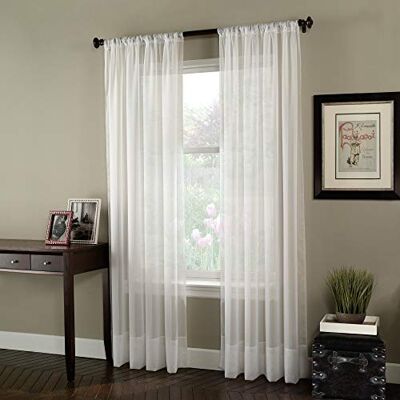 Curtainworks Soho Voile Sheer Tenda a Pannello, 149,9 x 274,3 cm, Winter Bianco Curtainworks Soho Voile Sheer Tenda a Pannello, 149,9 x 274,3 cm, Winter Bianco