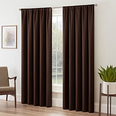 Eclipse Tricia Rod Pocket Blackout Thermapanel, Espresso, 52x95 Eclipse Tricia Rod Pocket Blackout Thermapanel, Espresso, 52x95