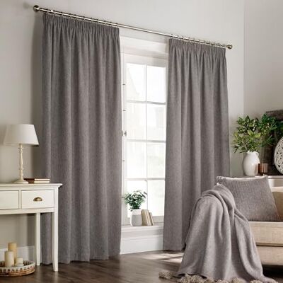 furn. Furn Harrison Coppia di Tende con Occhielli, Poliestere, Grey, 229 x 183cm (90" x 72" Inches) furn. Furn Harrison Coppia di Tende con Occhielli, Poliestere, Grey, 229 x 183cm (90" x 72" Inches)