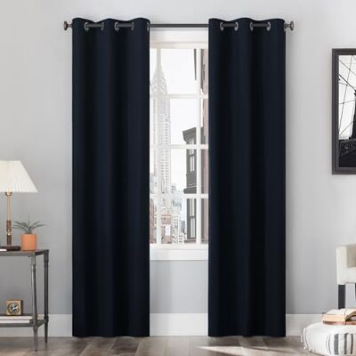 Sun Cyrus Coppia di tende oscuranti termiche, 101,6 x 213,4 cm, colore: Blu navy Sun Cyrus Coppia di tende oscuranti termiche, 101,6 x 213,4 cm, colore: Blu navy