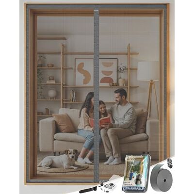 ARCOL Zanzariera Magnetica Finestra 120x150 cm Premium Fibra di Vetro-Stop Zanzare in 3 Min., Rete Ultra-Fine Anti-Insetti, Chiusura Automatica con Magneti & Pesi, Nastro a Strappo Extra-Largo(Grigio) ARCOL Zanzariera Magnetica Finestra 120x150 cm Premium Fibra di Vetro-Stop Zanzare in 3 Min., Rete Ultra-Fine Anti-Insetti, Chiusura Automatica con Magneti & Pesi, Nastro a Strappo Extra-Largo(Grigio)