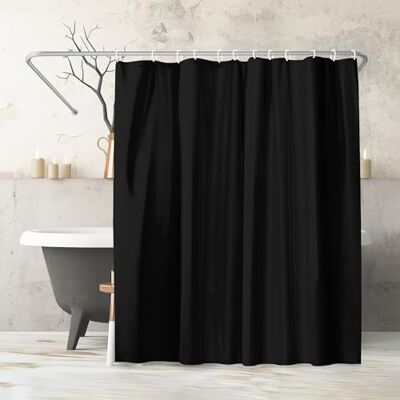 Americanflat Tenda Doccia 180x200 cm Nero a Tinta Unita Tenda per Doccia con Anelli in Metallo e 12 Ganci Shower Curtain per Bagno Resistente all'Acqua in 100% Poliestere Americanflat Tenda Doccia 180x200 cm Nero a Tinta Unita Tenda per Doccia con Anelli in Metallo e 12 Ganci Shower Curtain per Bagno Resistente all'Acqua in 100% Poliestere