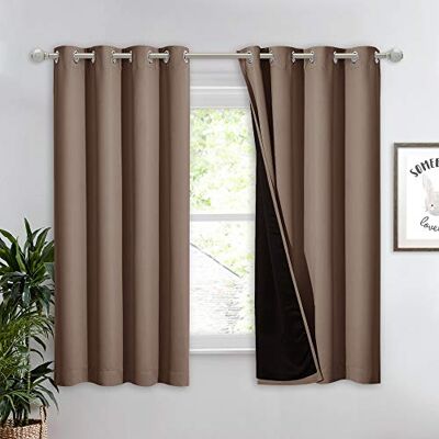 NICETOWN Pannello oscurante totale per cameretta, super morbido, resistente e spesso, tenda per il trattamento delle finestre, 160 cm di lunghezza, con fodera nera, per cantina, (1 pezzo, cappuccino NICETOWN Pannello oscurante totale per cameretta, super morbido, resistente e spesso, tenda per il trattamento delle finestre, 160 cm di lunghezza, con fodera nera, per cantina, (1 pezzo, cappuccino