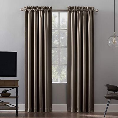 Sun Oslo Theater Grade Extreme Total Blackout Rod Pocket Curtain Panel, 52" x 63", Taupe Sun Oslo Theater Grade Extreme Total Blackout Rod Pocket Curtain Panel, 52" x 63", Taupe