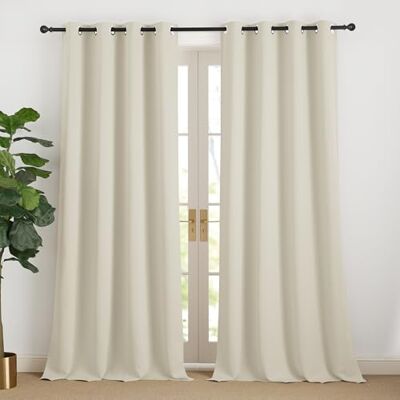 NICETOWN Tende Oscuranti Termiche 2 Pannelli 140x240 CM Beige Chiaro, Tende con Anelli per Camera da Letto Moderne, Tessuto in Poliestere Isolante per Salotto Cameretta NICETOWN Tende Oscuranti Termiche 2 Pannelli 140x240 CM Beige Chiaro, Tende con Anelli per Camera da Letto Moderne, Tessuto in Poliestere Isolante per Salotto Cameretta