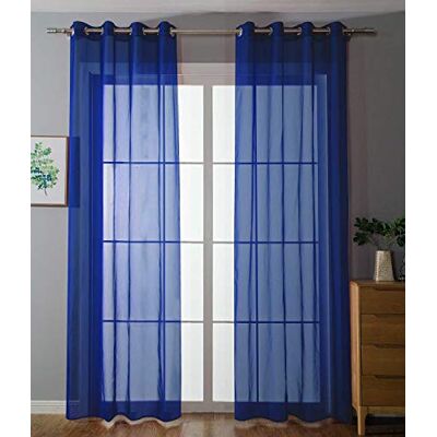 Gardinenbox 203322 Set di 2 tende trasparenti con occhielli, chiusura a nastro, 145 x 140 cm (altezza x larghezza), colore: blu reale Gardinenbox 203322 Set di 2 tende trasparenti con occhielli, chiusura a nastro, 145 x 140 cm (altezza x larghezza), colore: blu reale