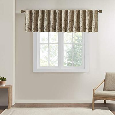 Madison Park Andora finta seta ricamato finestra mantovana marrone chiaro 127 x 45,7 cm Madison Park Andora finta seta ricamato finestra mantovana marrone chiaro 127 x 45,7 cm