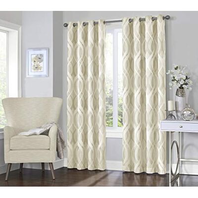 Eclipse Caprese 52" x 84" Insulated Darkening Single Panel Grommet Top Window Treatment Living Room, 52x84, Ivory Eclipse Caprese 52" x 84" Insulated Darkening Single Panel Grommet Top Window Treatment Living Room, 52x84, Ivory