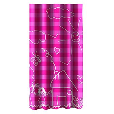 MSV 140792 Tenda da Doccia, Poliestere + plastica Polipropilene, Quadretti Rosa, 180 x 200 x 0,1 cm 12 Anelli Inclusi MSV 140792 Tenda da Doccia, Poliestere + plastica Polipropilene, Quadretti Rosa, 180 x 200 x 0,1 cm 12 Anelli Inclusi