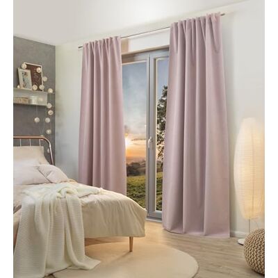 HOME WOHNIDEEN Tenda oscurante Ashton, decorazione strutturale 100% Blackout, con nastro combinato da 10 cm, colore: rosa, dimensioni: 245 x 135 cm, numero: 1 x HOME WOHNIDEEN Tenda oscurante Ashton, decorazione strutturale 100% Blackout, con nastro combinato da 10 cm, colore: rosa, dimensioni: 245 x 135 cm, numero: 1 x