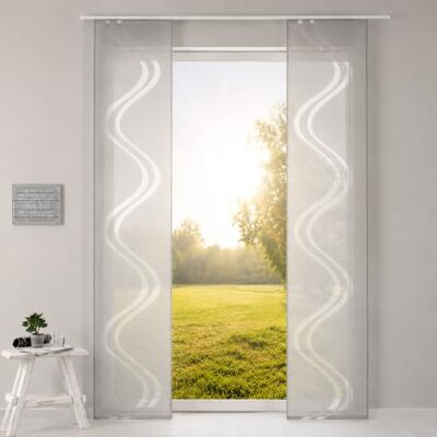 Gardinenbox Set di 1 tenda scorrevole a pannello, altezza 245 x 45 cm, grigia, di qualità bruciata, moderna, con motivo ondulato, pannelli trasparenti, aste per pesare vagoni, Gardinenbox Set di 1 tenda scorrevole a pannello, altezza 245 x 45 cm, grigia, di qualità bruciata, moderna, con motivo ondulato, pannelli trasparenti, aste per pesare vagoni,