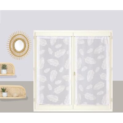 Tende bianche con motivo foglia Atout Ciel - 2x 60x120cm con tunnel Tende bianche con motivo foglia Atout Ciel - 2x 60x120cm con tunnel