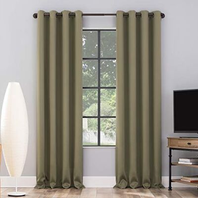 Sun Coppia di tende oscuranti con occhielli per teatro, termiche, verde oliva, 132 x 160 cm (confezione da 2) Sun Coppia di tende oscuranti con occhielli per teatro, termiche, verde oliva, 132 x 160 cm (confezione da 2)