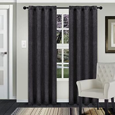 Superior Waverly Thermal Grommet Curtain Panels (Set of 2) Oscurante in Acciaio, Grey, 52" x 84 Superior Waverly Thermal Grommet Curtain Panels (Set of 2) Oscurante in Acciaio, Grey, 52" x 84