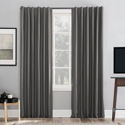 Sun Greyson Tenda a pannello in finta seta Dupioni, termica, oscurante, con passanti, 127 x 241,3 cm, grigio ferro Sun Greyson Tenda a pannello in finta seta Dupioni, termica, oscurante, con passanti, 127 x 241,3 cm, grigio ferro