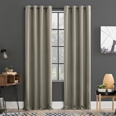 Sun Confezione da 2 tende oscuranti ad alta efficienza energetica con occhielli, beige pietra, 137 x 213 cm Sun Confezione da 2 tende oscuranti ad alta efficienza energetica con occhielli, beige pietra, 137 x 213 cm