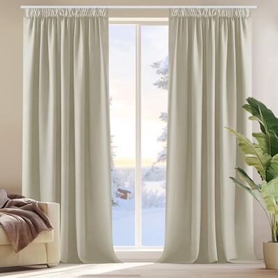 Deconovo Tende Oscuranti per Interni con Fettuccia, 2 Pannelli, 140x220 cm Termiche Isolanti, 3 Modi di Montaggio, Moderne ed Elegante, per Camera e Soggiorno, Certificato OEKO-TEX, Beige Chiaro Deconovo Tende Oscuranti per Interni con Fettuccia, 2 Pannelli, 140x220 cm Termiche Isolanti, 3 Modi di Montaggio, Moderne ed Elegante, per Camera e Soggiorno, Certificato OEKO-TEX, Beige Chiaro