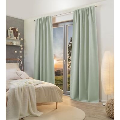 HOME WOHNIDEEN Tenda oscurante Ashton, decorazione strutturale 100% Blackout, con nastro combinato da 10 cm, colore: salvia, dimensioni: 245 x 135 cm, numero: 1 x HOME WOHNIDEEN Tenda oscurante Ashton, decorazione strutturale 100% Blackout, con nastro combinato da 10 cm, colore: salvia, dimensioni: 245 x 135 cm, numero: 1 x