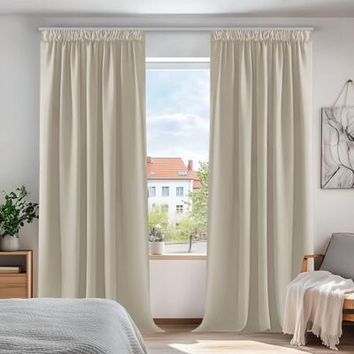 Deconovo Tende Oscuranti per Interni con Fettuccia, 2 Pannelli, 168x229 cm Termiche Isolanti, 3 Modi di Montaggio, Moderne ed Elegante, per Camera e Soggiorno, Certificato OEKO-TEX, Beige Chiaro Deconovo Tende Oscuranti per Interni con Fettuccia, 2 Pannelli, 168x229 cm Termiche Isolanti, 3 Modi di Montaggio, Moderne ed Elegante, per Camera e Soggiorno, Certificato OEKO-TEX, Beige Chiaro