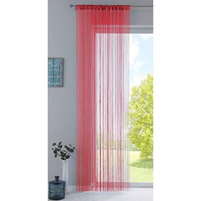 Gardinenbox Tenda a fili, 250 x 140 cm (altezza x larghezza), colore: rosso, con passante e nastro arricciato, adatta per bastoni e binari per tende, divisorio per stanze, 20303CN Gardinenbox Tenda a fili, 250 x 140 cm (altezza x larghezza), colore: rosso, con passante e nastro arricciato, adatta per bastoni e binari per tende, divisorio per stanze, 20303CN