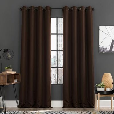Sun Soho Coppia di tende oscuranti a risparmio energetico, attenuazione del rumore, con occhielli, 137,2 x 243,8 cm, colore: marrone cioccolato Sun Soho Coppia di tende oscuranti a risparmio energetico, attenuazione del rumore, con occhielli, 137,2 x 243,8 cm, colore: marrone cioccolato