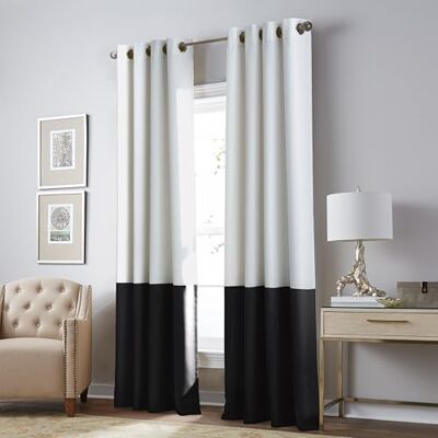 Curtainworks Kendall Tenda a Pannello Color Block con Anelli, White/Dark Grey, 84 Curtainworks Kendall Tenda a Pannello Color Block con Anelli, White/Dark Grey, 84