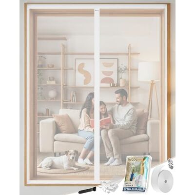 ARCOL Zanzariera Magnetica Finestra 100x150 cm Premium Fibra di Vetro-Stop Zanzare in 3 Min., Rete Ultra-Fine Anti-Insetti, Chiusura Automatica con Magneti & Pesi, Nastro a Strappo Extra-Largo(Bianco) ARCOL Zanzariera Magnetica Finestra 100x150 cm Premium Fibra di Vetro-Stop Zanzare in 3 Min., Rete Ultra-Fine Anti-Insetti, Chiusura Automatica con Magneti & Pesi, Nastro a Strappo Extra-Largo(Bianco)