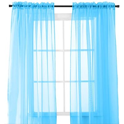 Elegant Comfort , Tenda a pannello trasparente in 2 pezzi con tasca per asta da 5 cm, 101,6 cm di larghezza x 213,4 cm di lunghezza, turchese Elegant Comfort , Tenda a pannello trasparente in 2 pezzi con tasca per asta da 5 cm, 101,6 cm di larghezza x 213,4 cm di lunghezza, turchese