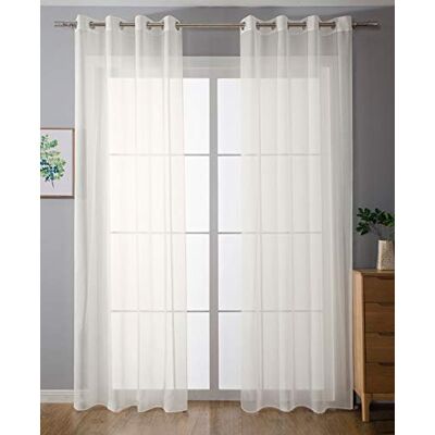 Gardinenbox 203322 Set di 2 tende trasparenti con occhielli, chiusura a nastro, 145 x 140 cm (altezza x larghezza), colore: crema, 203322 Gardinenbox 203322 Set di 2 tende trasparenti con occhielli, chiusura a nastro, 145 x 140 cm (altezza x larghezza), colore: crema, 203322